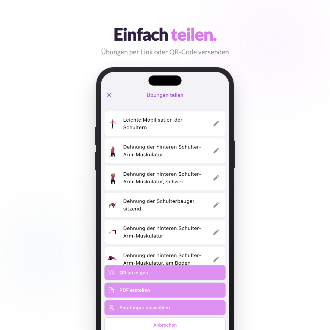 QR-Code teilen in Physiopass